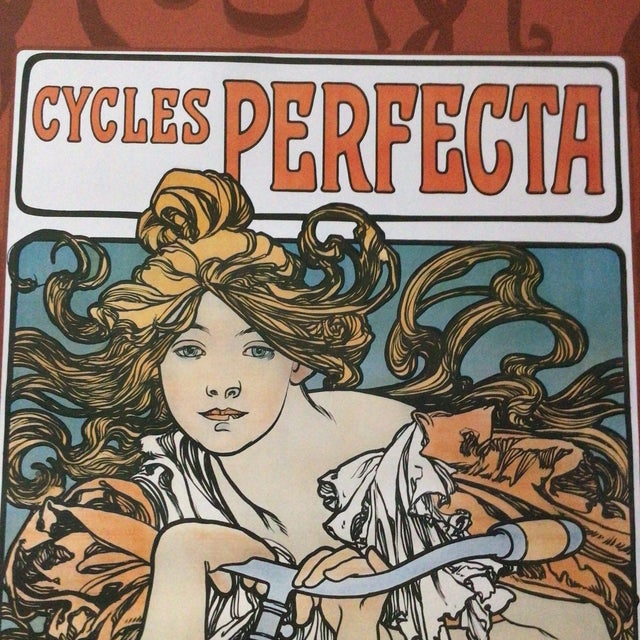 Red Mucha, Alphonse "Cycles Perfecta" Framed Print For Sale - Image 8 of 12