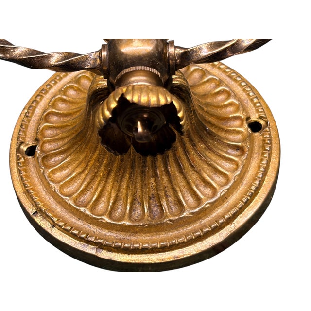 1920s 1910s Cast Brass Wall Sconces With Trailing Vines and Leaves Original Antique Patina - a Pair For Sale - Image 5 of 11