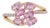 Art Nouveau 14k Yellow Gold 1.66ct Pink Sapphire & Diamond Cluster Bypass Ring Size 8 For Sale