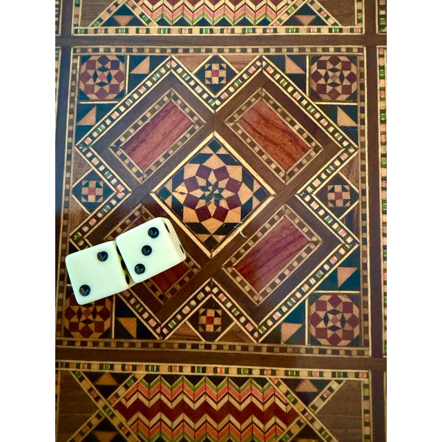 Vintage Moroccan Inlaid Wood Backgammon Game Box For Sale - Image 10 of 12