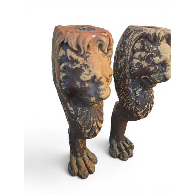 19th Century Greco-Roman Terracotta Lion Paw Pedestals, Set of 2 For Sale - Image 6 of 9