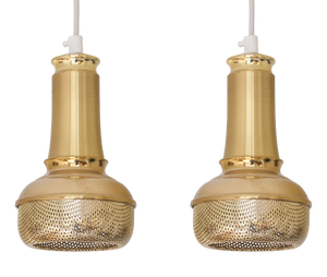 Scandinavian Modern Brass Pendant Lights from OMI, Denmark, 1960s, Set of 2