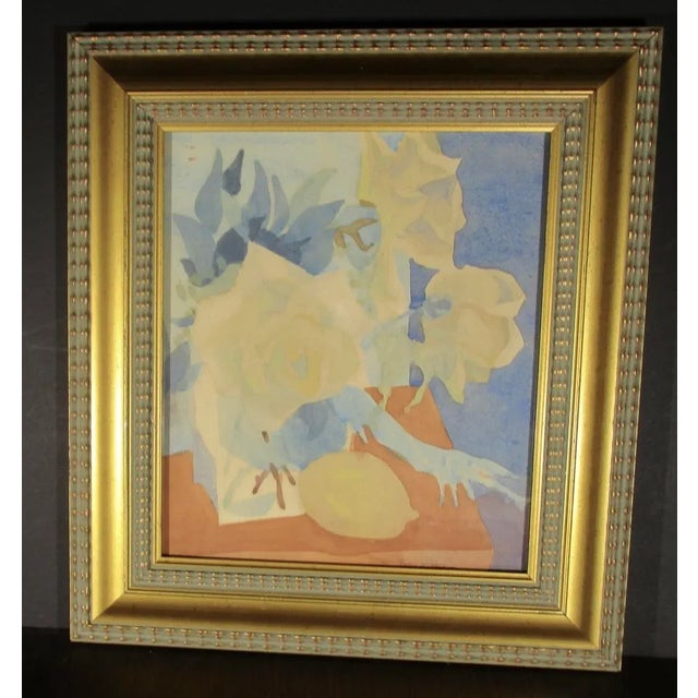 A beautiful blue /orange, watercolor by Tranerman circa the 1980s in excellent condition and beautifully accomplished....