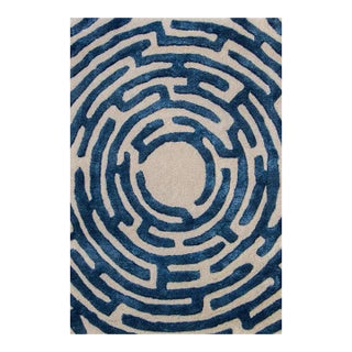 Amiens Hand-Tufted Maze Rug, Blueberry Blue, 4x6 For Sale