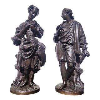 Couple of Gallant Lovers, 19th Century, Bronze, Set of 2 For Sale