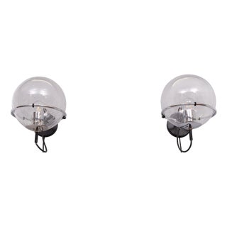 Basket-Globe Wall Lamps with Raindrop Glass Bowl from Raak Amsterdam, 1970s, Set of 2 For Sale