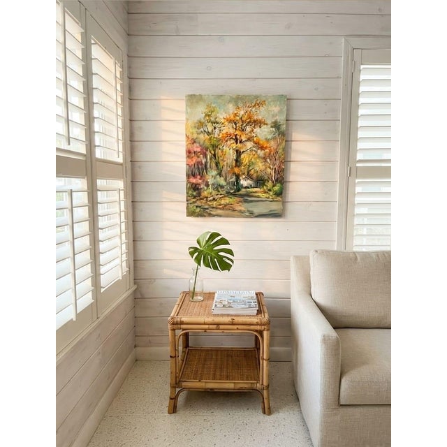 1960s Painting: Impressionist Autumn Landscape With Cottage For Sale - Image 10 of 12
