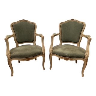 Louis XV Style Cabriolet Chairs in Patinated Beechwood, Set of 2 For Sale