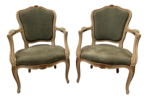 Louis XV Style Cabriolet Chairs in Patinated Beechwood, Set of 2