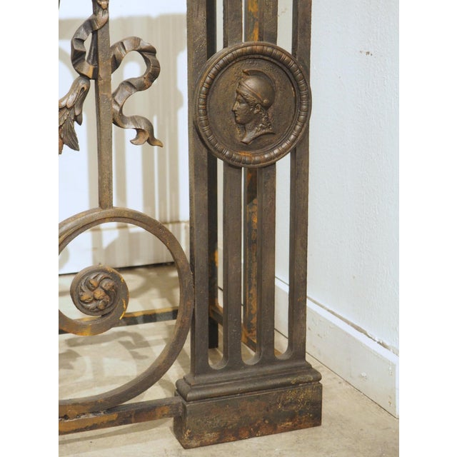 Metal Antique Cast Iron Parisian Balcony Gate Console With Shellstone Top, Circa 1900 For Sale - Image 7 of 17
