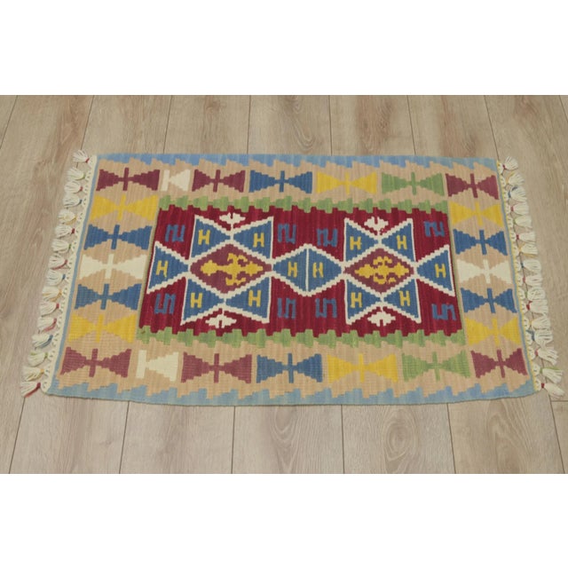 Rustic 1970s Turkish Southwestern Style Hand Knotted Natural Wool Oushak Kilim Rug For Sale - Image 3 of 11