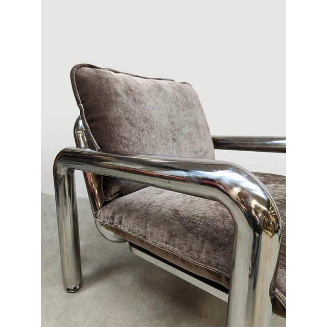 Chrome Armchair in Velvet Brown by Hkliving For Sale - Image 5 of 7