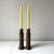 Mid-Century Modern Dark Oak Wood Candlestick Holders: A Pair For Sale - Image 3 of 4