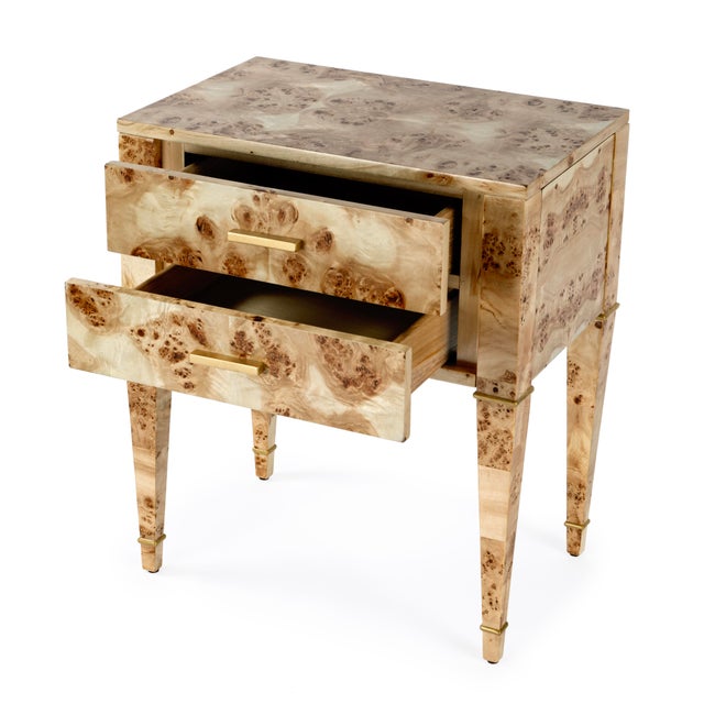 2020s Kai 24 in. W Rectangular Burl Wood 2 Drawer End Table, Light Burl For Sale - Image 5 of 11