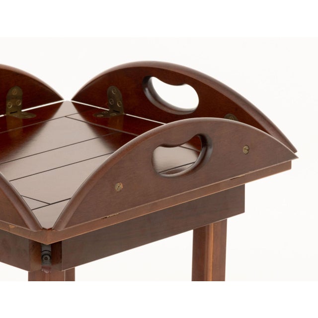 Brown Bombay Company Mahogany Circular Tray Table For Sale - Image 8 of 8