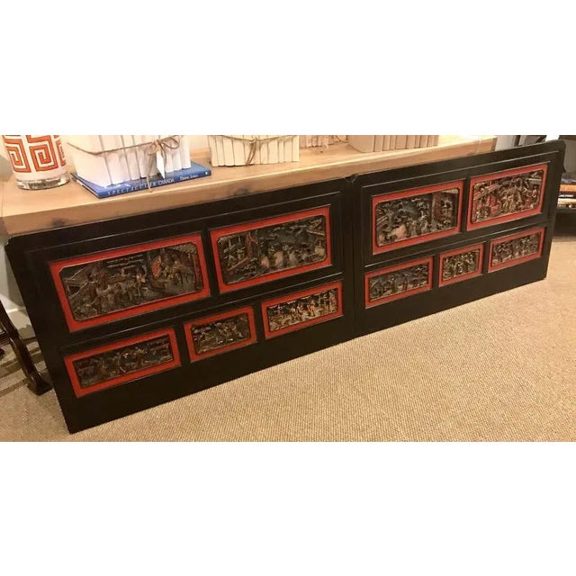 Late 19th Century Chinese Carved Panels/ Twin Headboards - a Pair For Sale In West Palm - Image 6 of 13