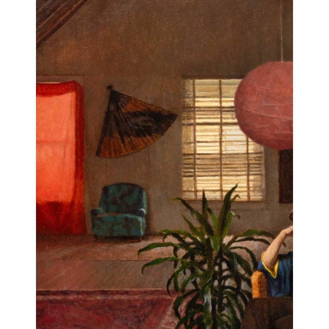 Textile Jim McVicker "The African Hat" Oil on Linen, 1992 For Sale - Image 7 of 10
