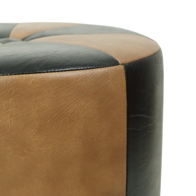 Brown Vintage Brown 2-Tone Skai Ottoman, 1960s For Sale - Image 8 of 12