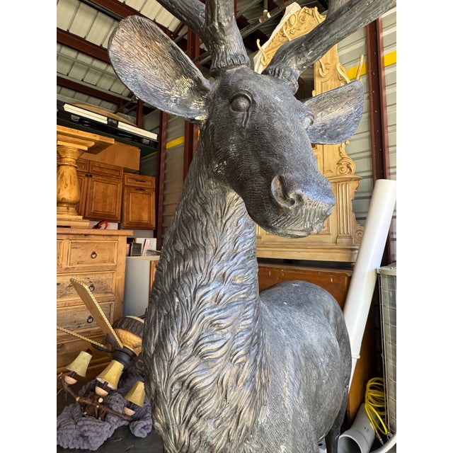 Late 20th Century Late 20th Century Life Size Bronze Cast Buck and Doe Deer Statues, 2 Pieces For Sale - Image 5 of 12