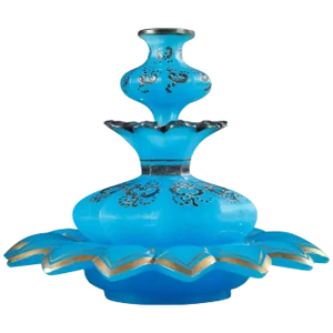 19th Century Blue Opaline Perfume Bottle with Enamel Decoration, Set of 2