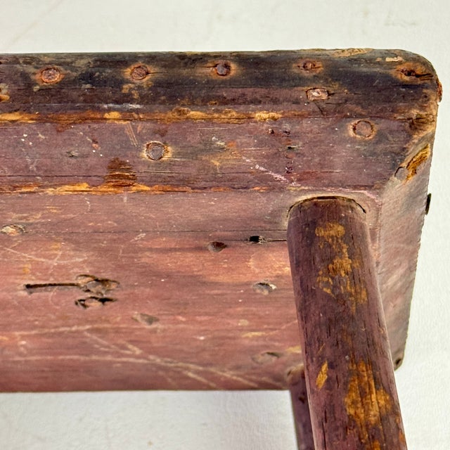 Exquisite Patina on Small Primitive Antique Wood Stool/Table, Salesman Sample For Sale - Image 10 of 11