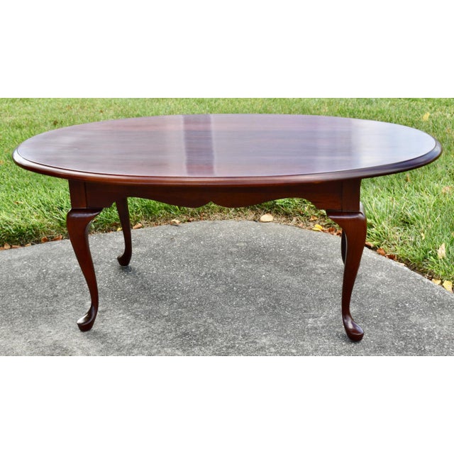 Queen Anne Pennsylvania House Solid Cherry Coffee Table Queen Anne Oval Vintage Cocktail For Sale - Image 3 of 15