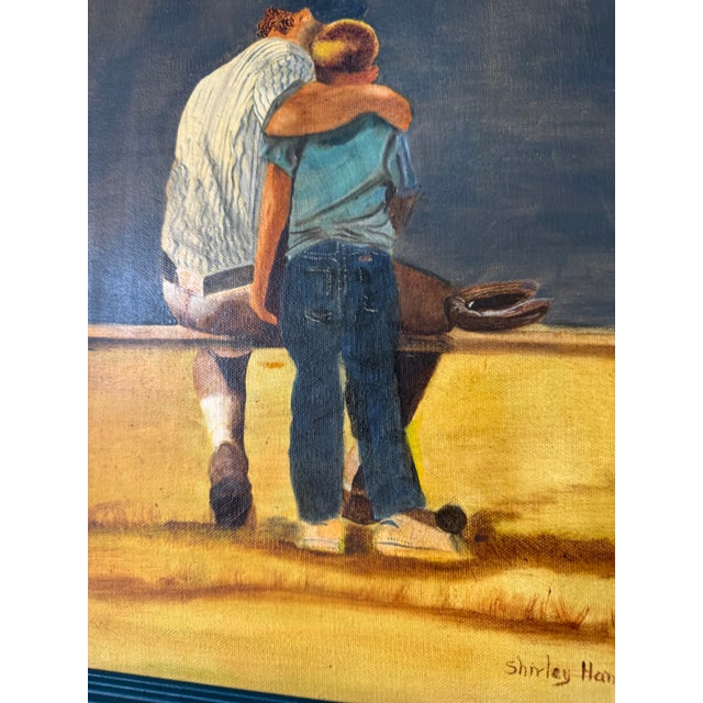 1990s 1990’s Vintage Shirley Hann "Father and Son" Impressionist Oil on Canvas Painting – Framed For Sale - Image 5 of 12