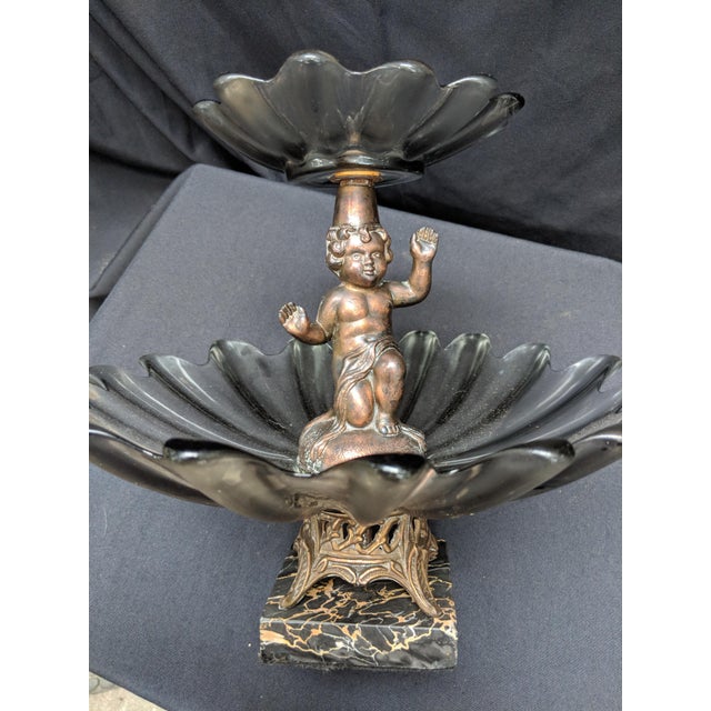 Mid-Century Modern Fostoria Tiered Compote Cherub Serving Dish Starburst Smoky Gray Quartz For Sale - Image 3 of 5