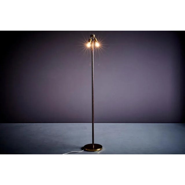 Kalmar Leather Wrapped Brass Floor Lamp from Kalmar Leuchten, Austria, 1960s For Sale - Image 4 of 9
