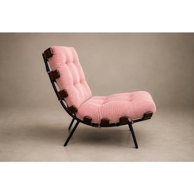 Brazilian Modern Wood Slat & Metal Frame Armchair, Moveis Pallar, 1950s For Sale - Image 15 of 18