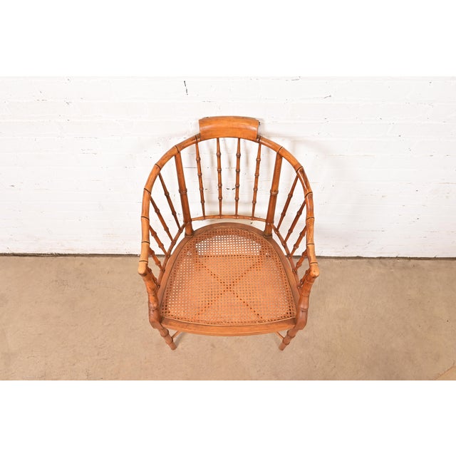 Baker Furniture Faux Bamboo and Cane Regency Armchair, 1960s For Sale In South Bend - Image 6 of 13
