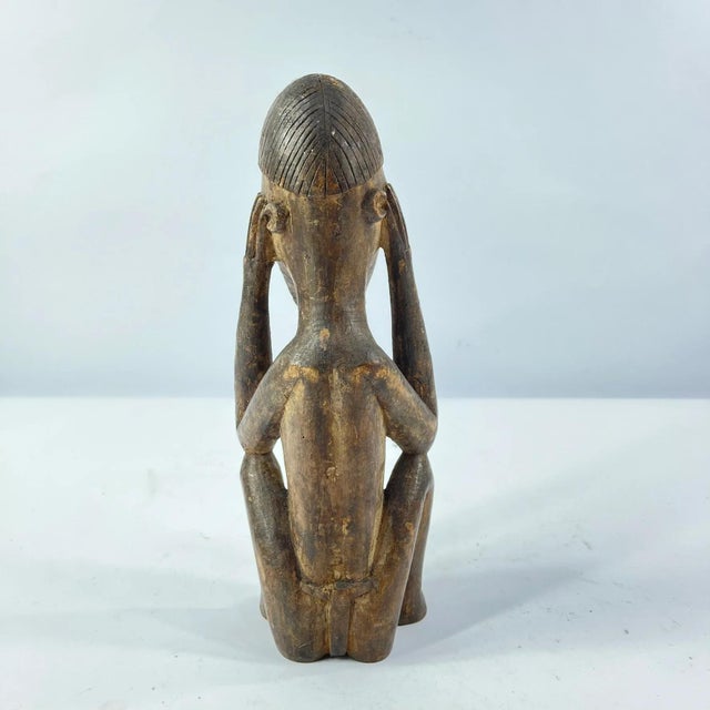 African Early 20th Century Dogon Sitting Miniature Figure Mali For Sale - Image 3 of 7