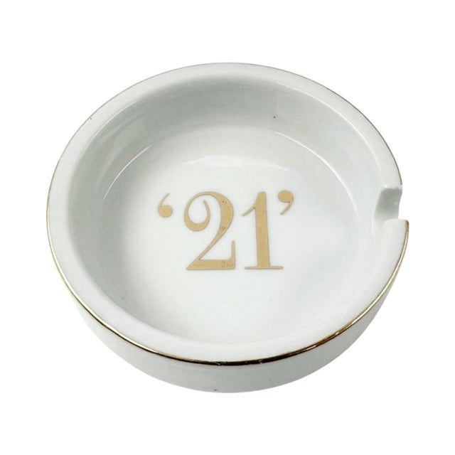 White Vintage the 21 Club Nyc Restaurant White Porcelain Ashtray For Sale - Image 8 of 12