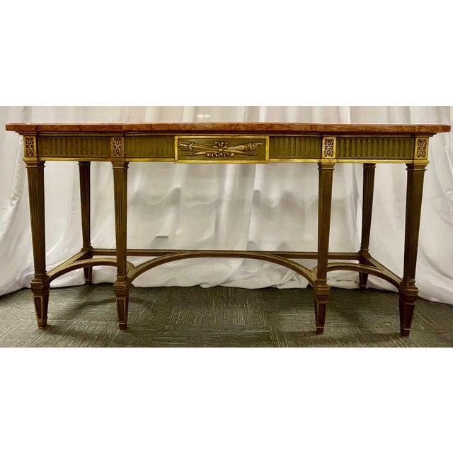 1930s Maison Jansen Console With Six Raised Legs and Marble Top For Sale - Image 5 of 17