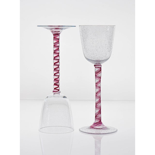 Pulegoso Murano Glass with Twisted Ruby ​​shank from Cenedese, 1950s, Set of 8 For Sale - Image 15 of 18