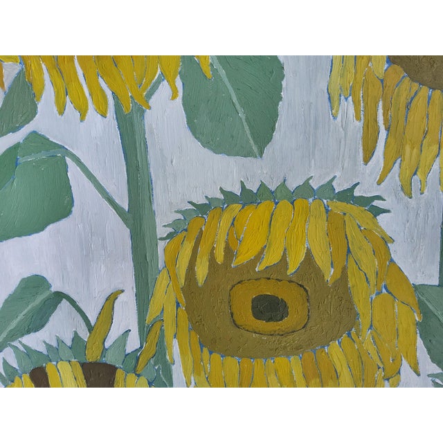 1960s Swedish Mid Century Modern Oil Painting of Sunflowers by Brita Streijffert For Sale - Image 11 of 18