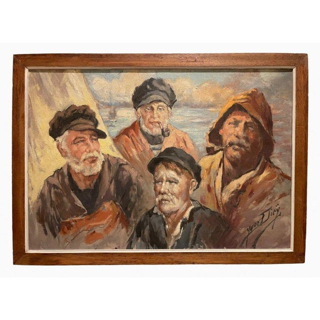Yves Dieÿ, Breton Fishermen, Oil on Canvas For Sale - Image 12 of 12