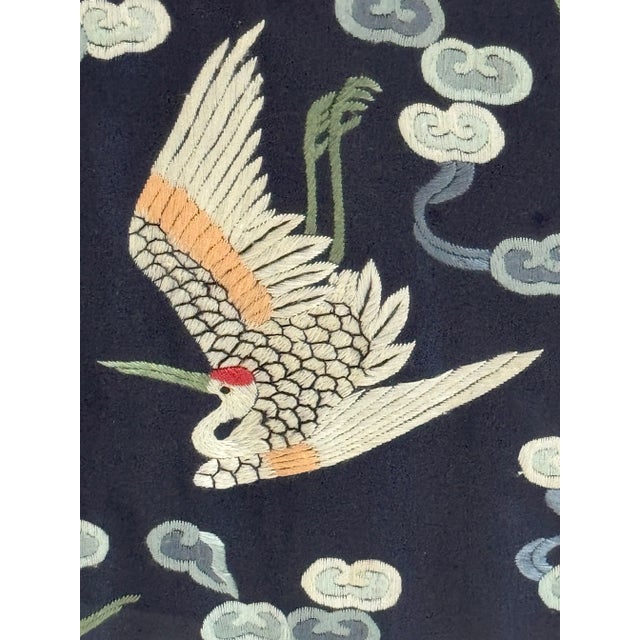 Chinese Framed Chinese Silk Embroidered Robe Flying Cranes & Auspicious Clouds For Sale - Image 3 of 12