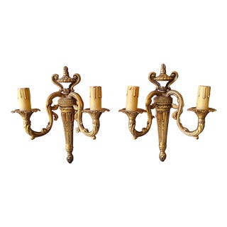 Louis XVI Gilt Bronze Wall Sconces, 1890s, Set of 2 For Sale