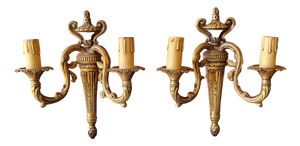 Louis XVI Gilt Bronze Wall Sconces, 1890s, Set of 2