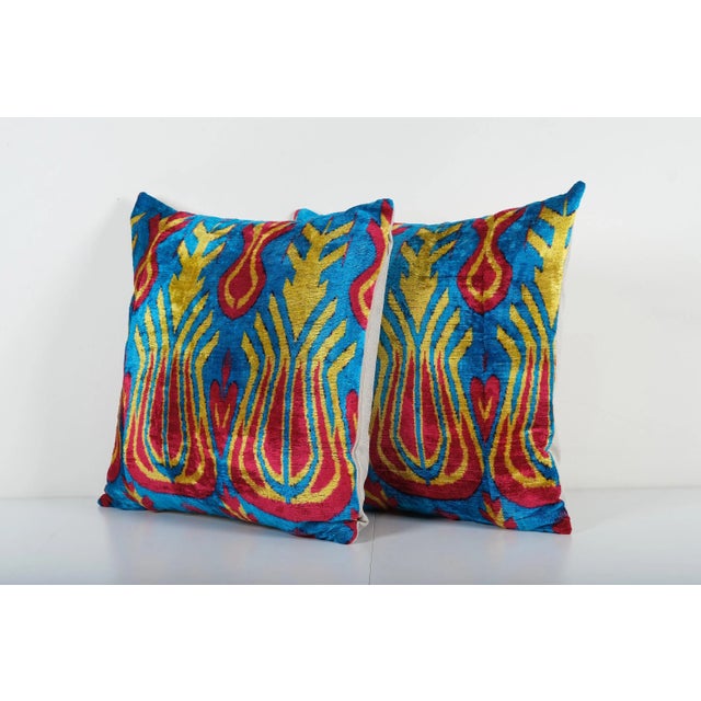 "Decorative Throw Velvet Ikat Pillow -Luxurious cushion cover of handloomed ikat fabric -Insert is NOT included -Color:...
