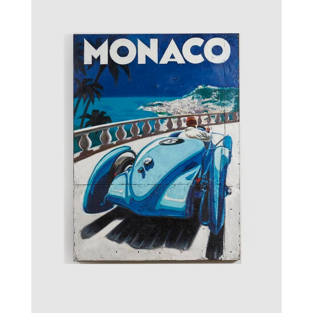 Contemporary Monaco Grand Prix I Collective Bap Vietnam Art Blue Coastal Racing Scene Large For Sale - Image 3 of 13