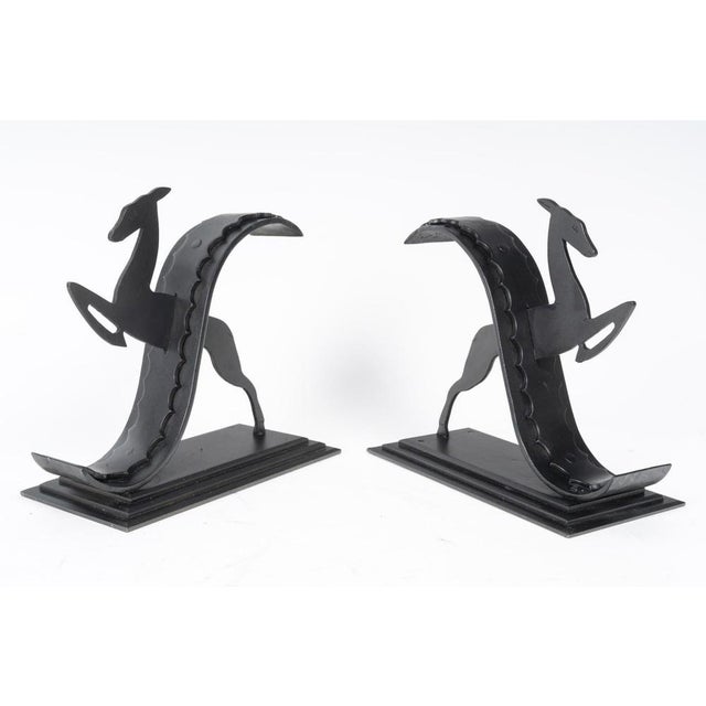 Art Deco Sculptural Wrought Iron Bookends attributed to Michel Zadounaïsky, 1930s, Set of 2 For Sale - Image 6 of 8
