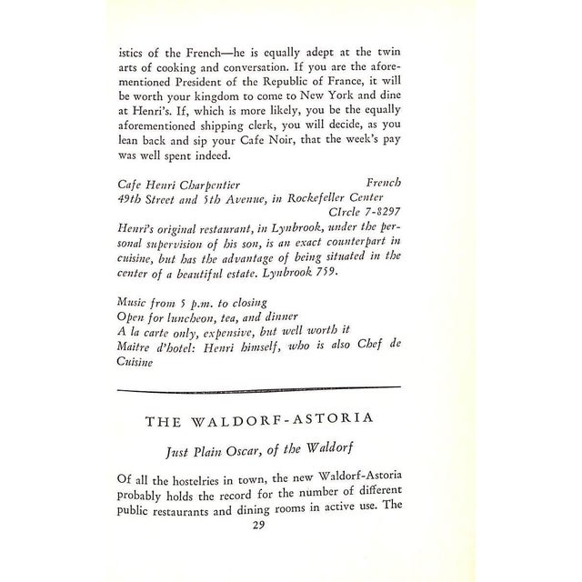 "Dining in New York an Intimate Guide" 1934 James, Rian For Sale In New York - Image 6 of 12