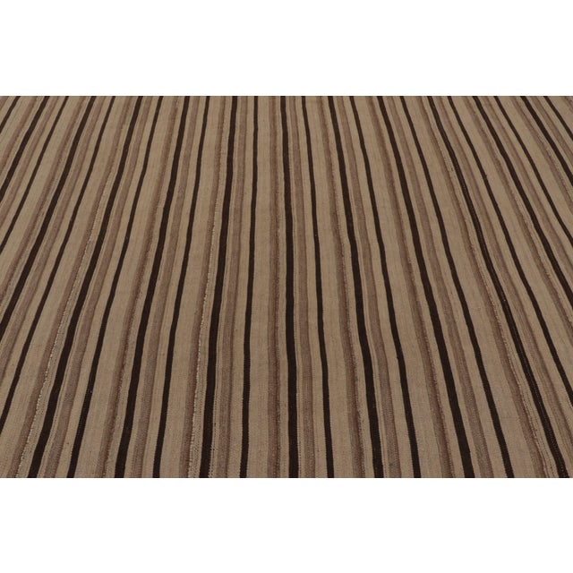 Rug & Kilim Vintage Persian Kilim, Square Rug in Neutral Vertical Stripes - Rug & Kilim For Sale - Image 4 of 8