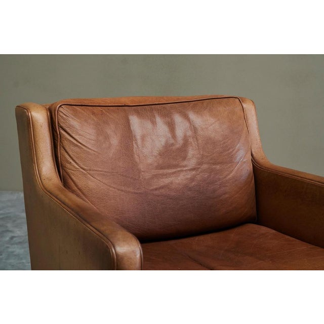 Scandinavian Lounge Chair in Patinated Cognac Leather by Børge Mogensen, 1950s For Sale - Image 10 of 15