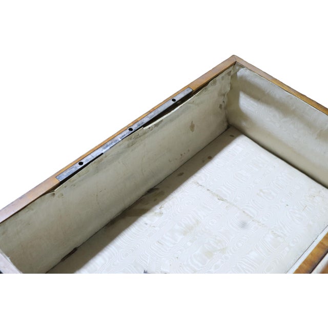 Antique Raised Sewing Box With Burl Walnut Shell Studded With Small Metal Beads For Sale In Portland, OR - Image 6 of 11