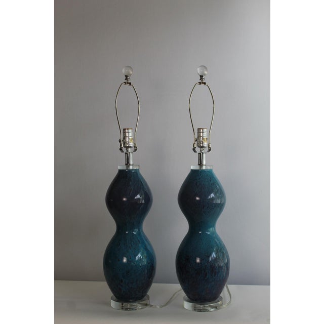 Blue Mid 20th Century Fratelli Style Sculptural Lamps - a Pair For Sale - Image 8 of 13