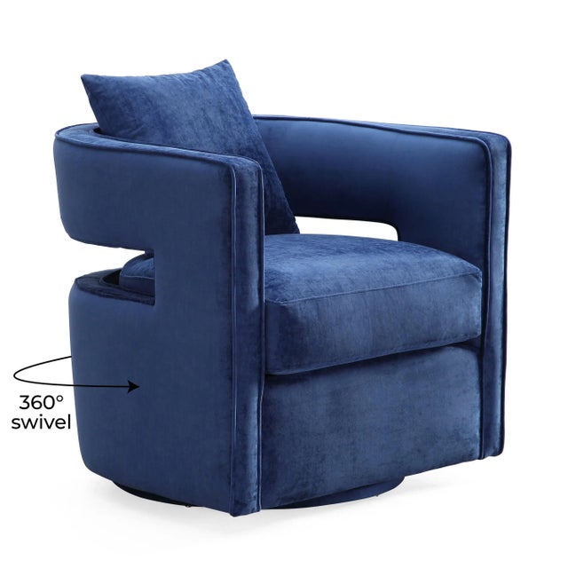 Kennedy Navy Velvet Swivel Chair For Sale In Los Angeles - Image 6 of 10