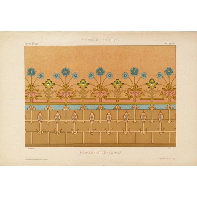 An assembled set of three original French chromolithographic plates from Manuel de Peintures, a professional design...